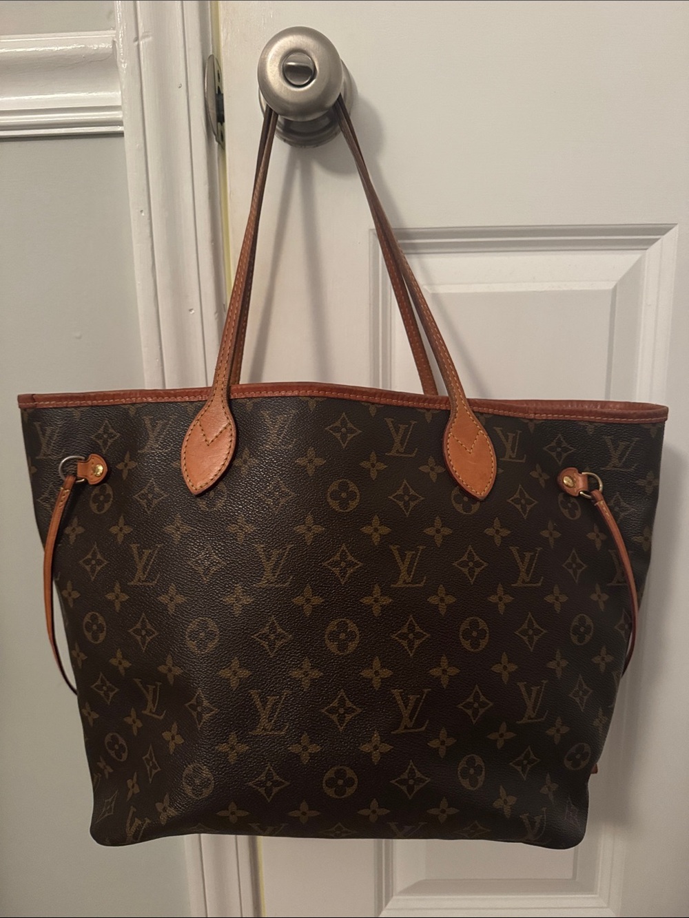 Louis Vuitton Monogram Canvas Tote with Tan Leather Trim